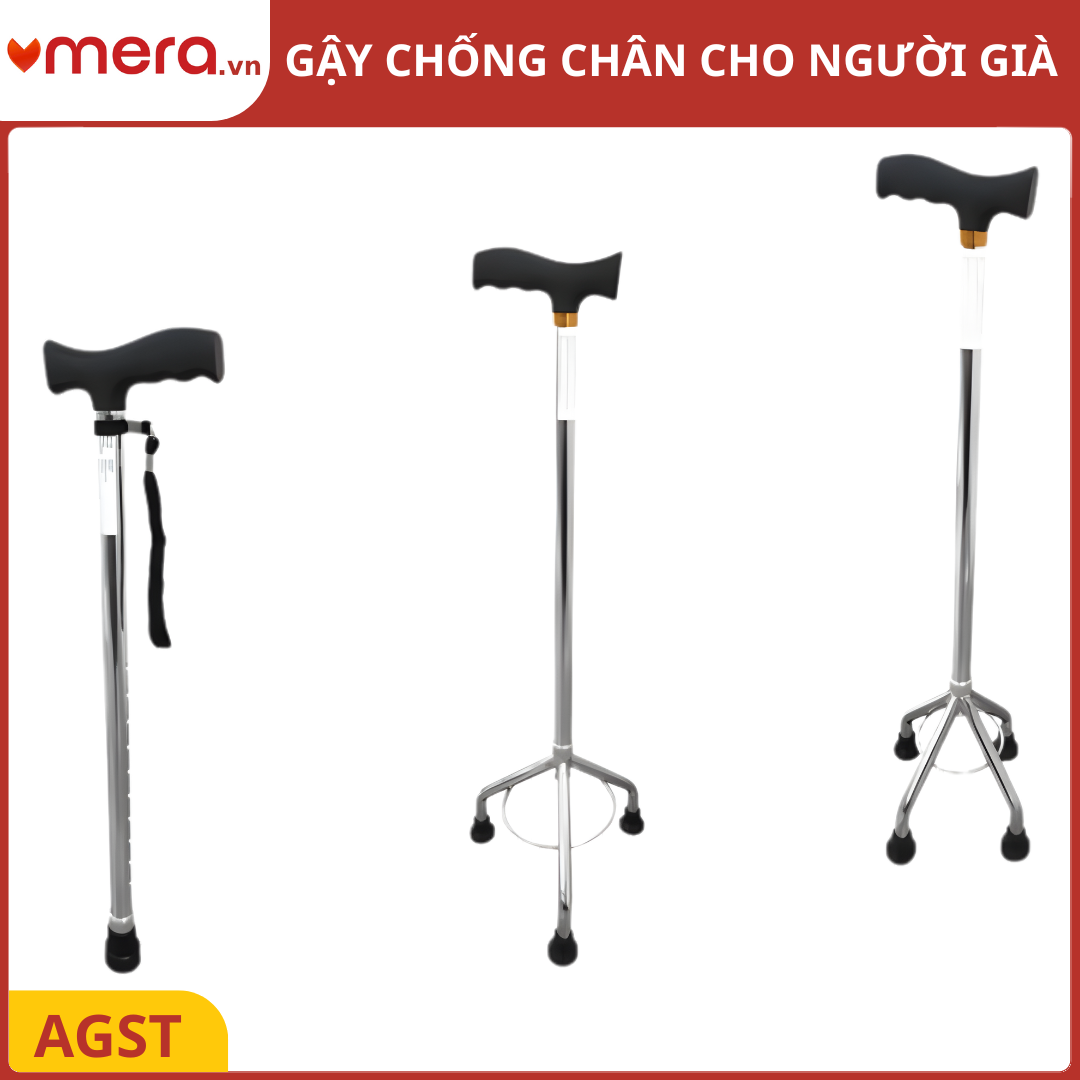 Gậy Chống Cho Người Già (1 Chân, 3 Chân, 4 Chân) Khung Thép Mạ Crom - OROMI