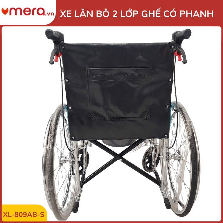Xe Lăn Có Bô 2 Lớp Ghế, Phanh Tay Người Đẩy (Gấp Gọn, Thép Mạ Crom) - OROMI XL-809AB-S