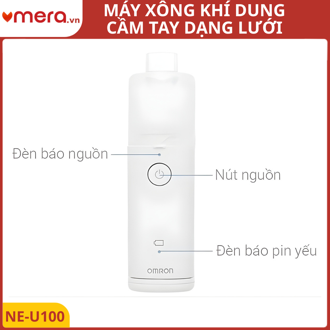 Máy Xông Khí Dung Cầm Tay Dạng Lưới Omron NE-U100 (Xông Mọi Tư Thế, Siêu Êm)