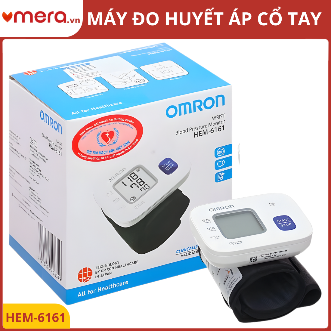 Máy Đo Huyết Áp Cổ Tay Tự Động Omron HEM-6161 (Thiết Kế Mini, Di Động Cao)