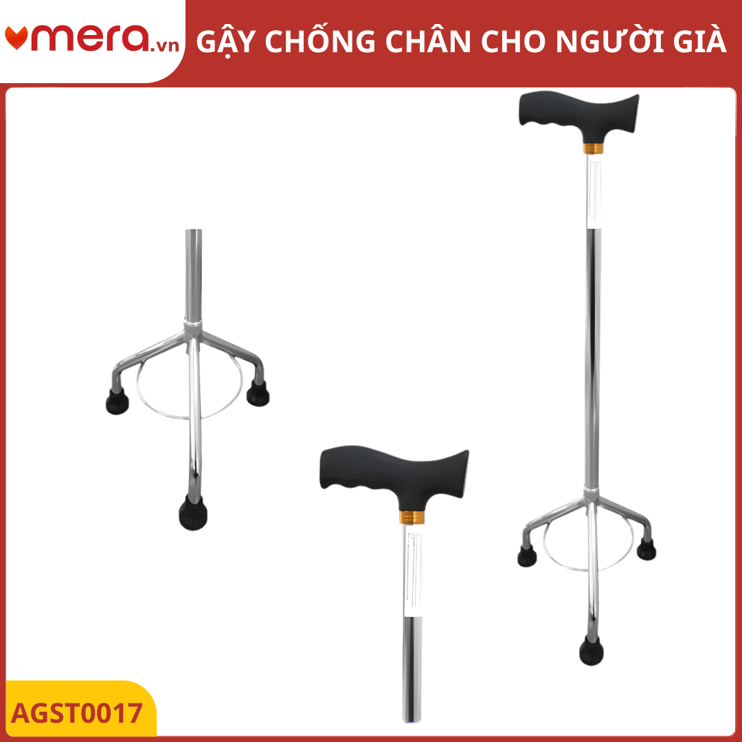 Gậy Chống Cho Người Già (1 Chân, 3 Chân, 4 Chân) Khung Thép Mạ Crom - OROMI