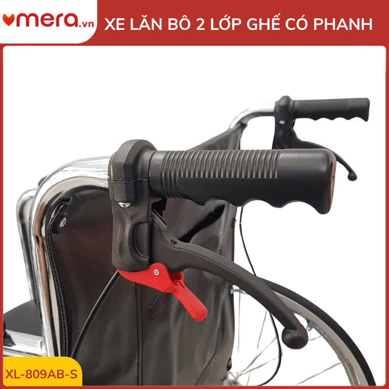Xe Lăn Có Bô 2 Lớp Ghế, Phanh Tay Người Đẩy (Gấp Gọn, Thép Mạ Crom) - OROMI XL-809AB-S