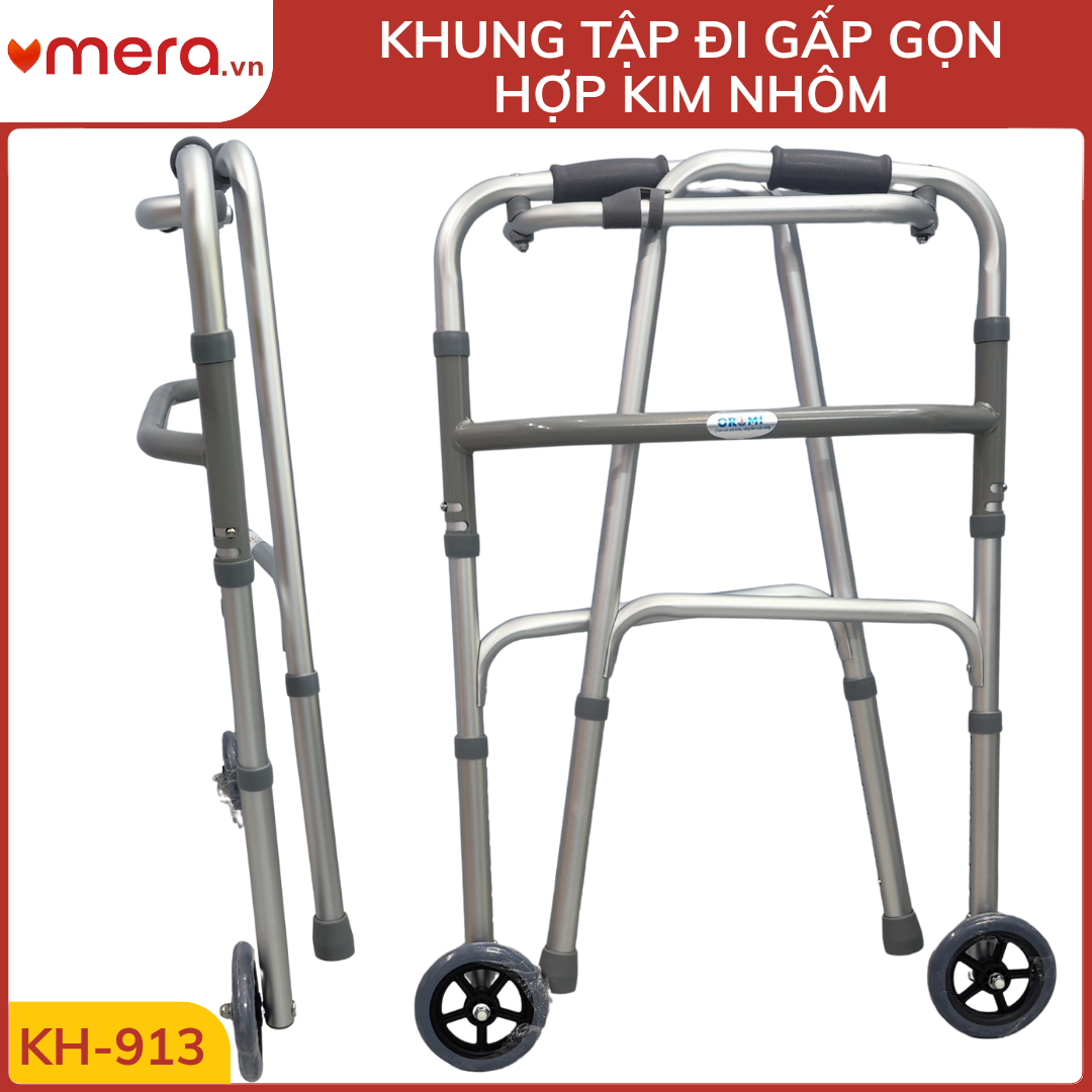 Khung Tập Đi Gấp Gọn Có Bánh Xe (Hợp Kim Nhôm, Chế Độ Zíc-Zắc) - OROMI KH-913