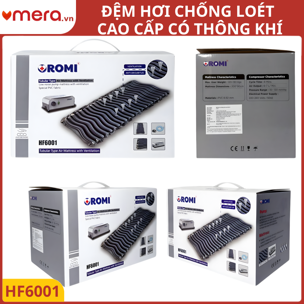 Đệm Hơi Chống Loét Có Thông Khí OROMI HF6001 (23 Múi Ống, Máy Bơm Êm Ái, Tải 140kg)
