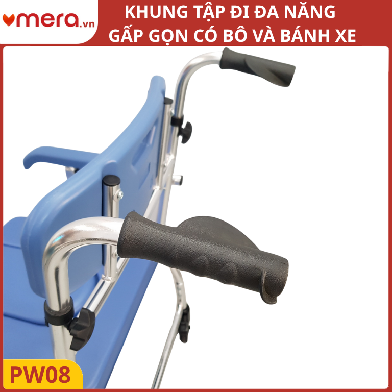 Khung Tập Đi Đa Năng Gấp Gọn Có Bô (Khung Nhôm, Đệm Da Simili) - OROMI PW08