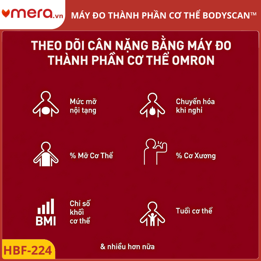 Máy Đo Thành Phần Cơ Thể Omron BodySCAN™ HBF-224 (Đo Mỡ, Cơ, Tuổi Sinh Học)