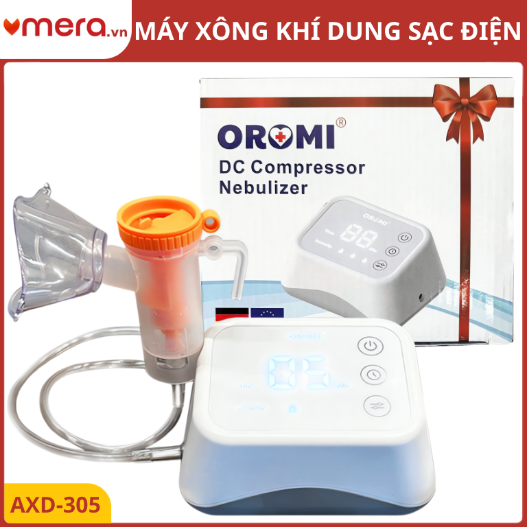 Máy Xông Khí Dung Pin Sạc (Hạt Sương Mịn ≤3.5μm, Siêu Êm ≤50dB, Hẹn Giờ) - OROMI AXD-305