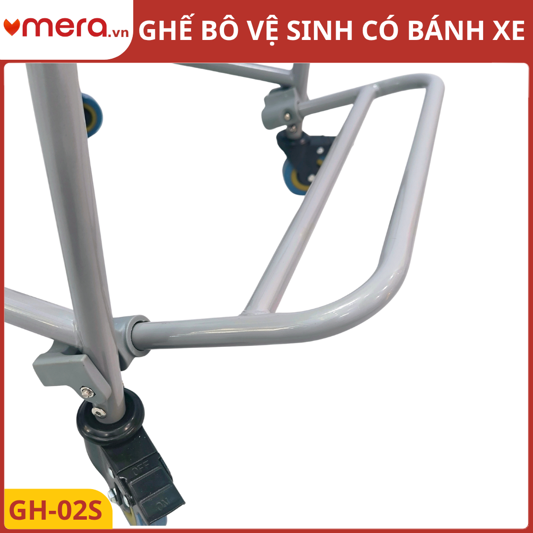 Ghế Bô Vệ Sinh Có Bánh Xe (Khung Thép, 4 Bánh Khoá Chốt An Toàn) - OROMI GH-02S