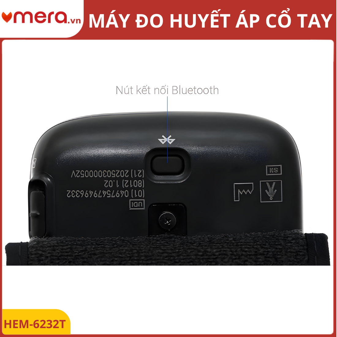 Máy Đo Huyết Áp Cổ Tay Omron HEM-6232T (Bluetooth, Cảm Biến Định Vị Tim, 2 Người Dùng)