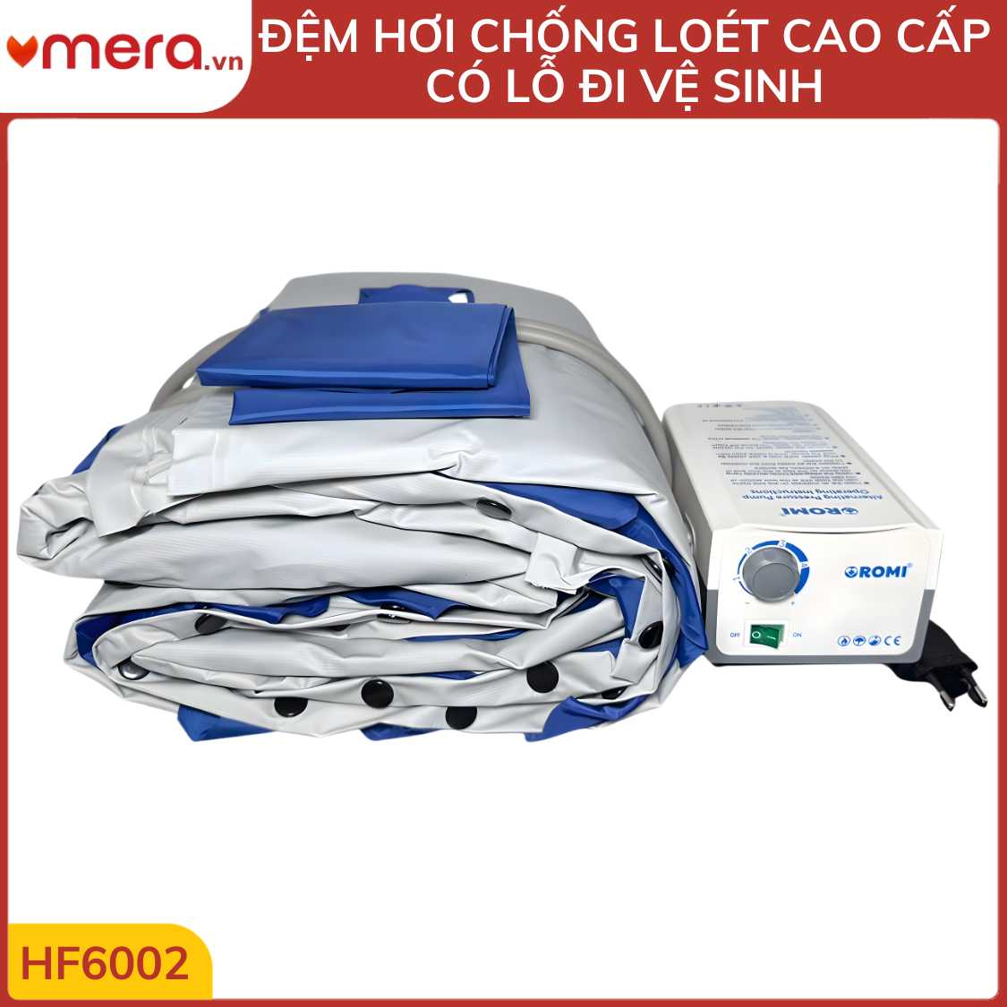 Đệm Hơi Chống Loét Có Lỗ Vệ Sinh OROMI HF6002 (24 Múi Ống 9cm, Tháo Rời Múi, Tải 130kg)