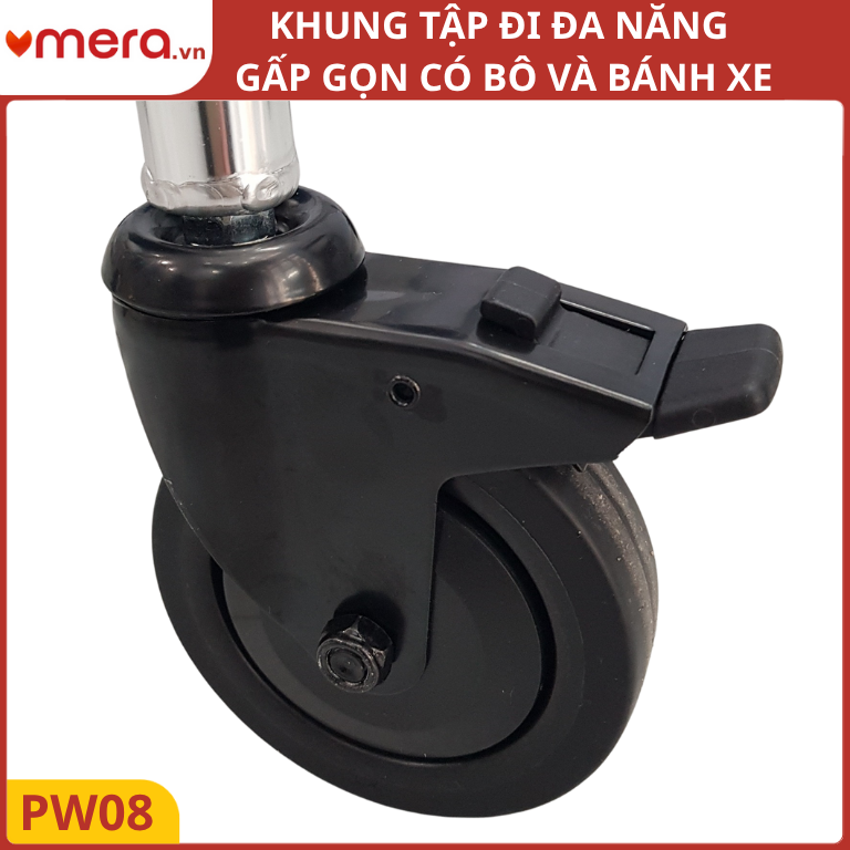 Khung Tập Đi Đa Năng Gấp Gọn Có Bô (Khung Nhôm, Đệm Da Simili) - OROMI PW08