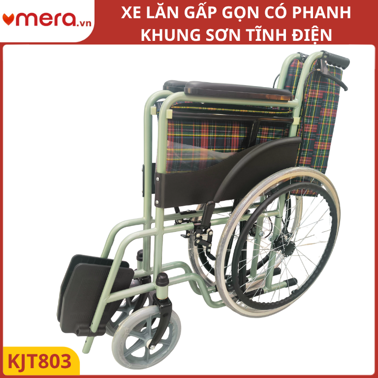 Xe Lăn Gấp Gọn Có Phanh Tay Người Đẩy (Khung Thép Sơn Tĩnh Điện, Ghế Vải/Da) - OROMI XL-803