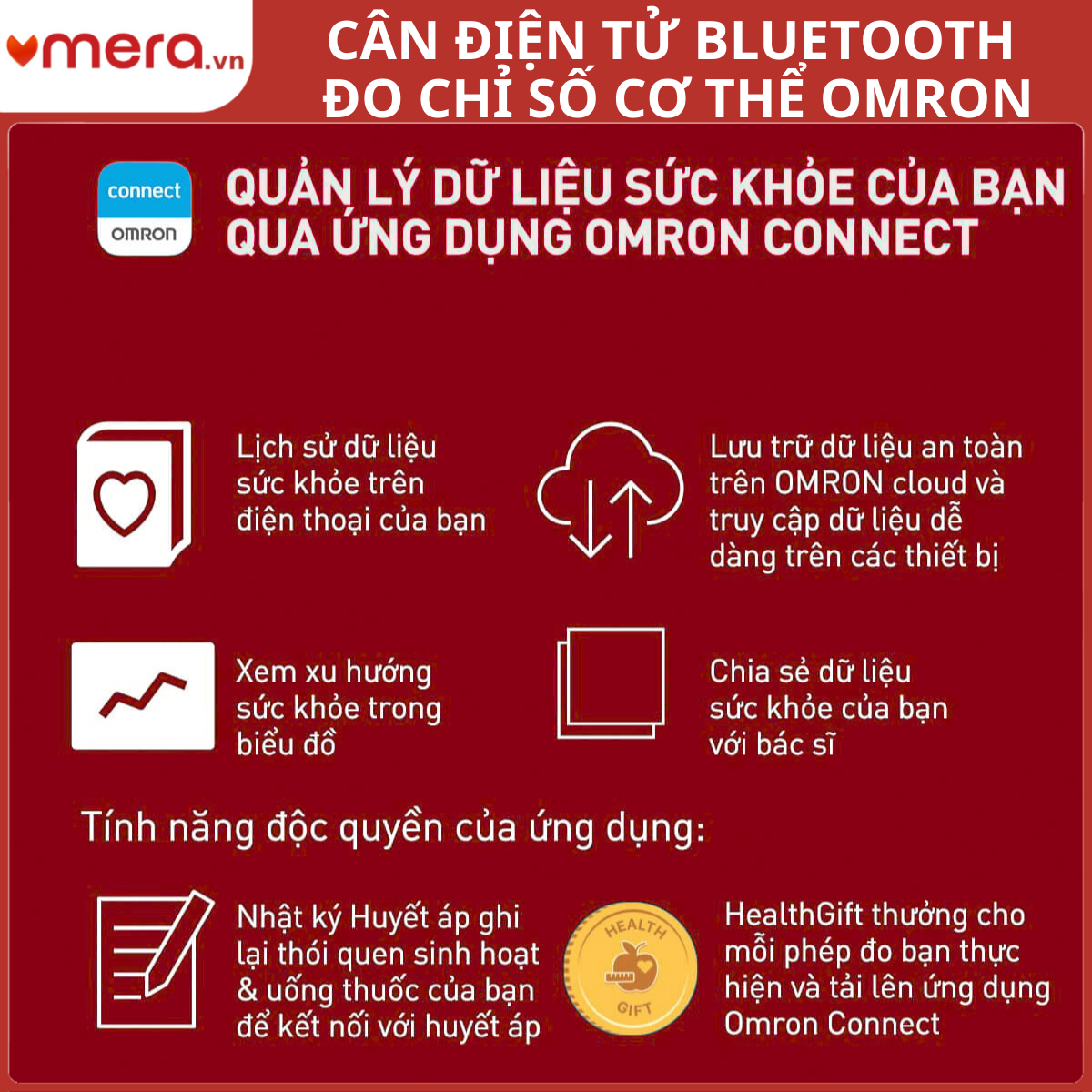 Máy Đo Chỉ Số Cơ Thể Omron HBF-702T - Bluetooth, 8 Cảm Biến