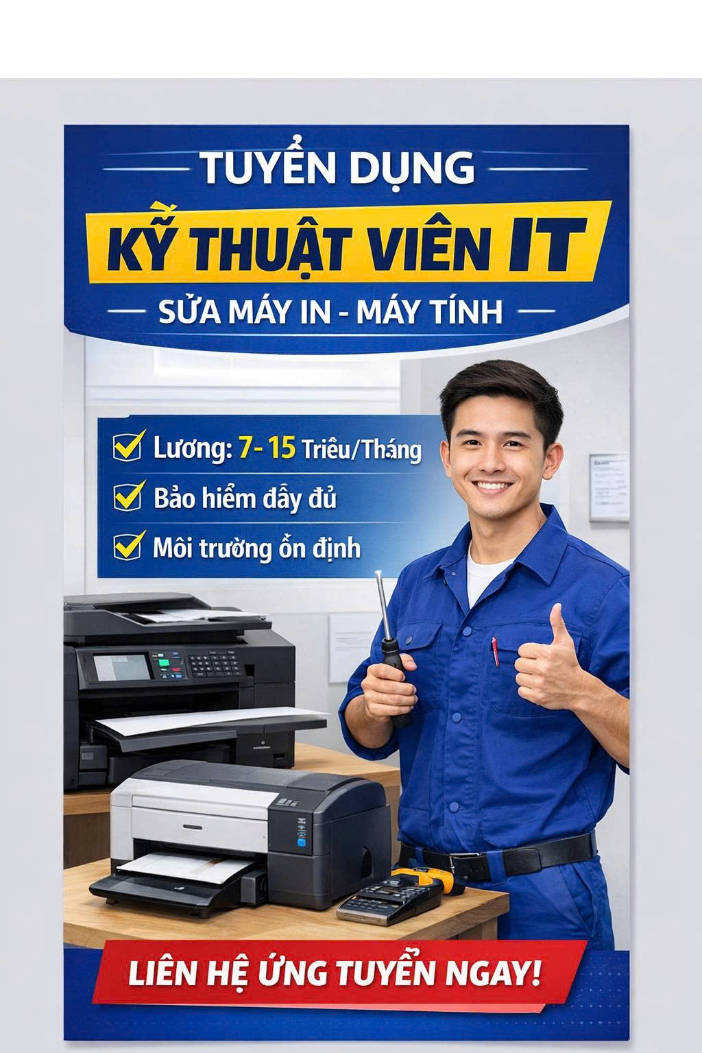 TUYỂN 05 NHÂN SỰ IT MÁY TÍNH, MÁY IN –  ĐI LÀM NGAY ĐẦU NĂM 2026