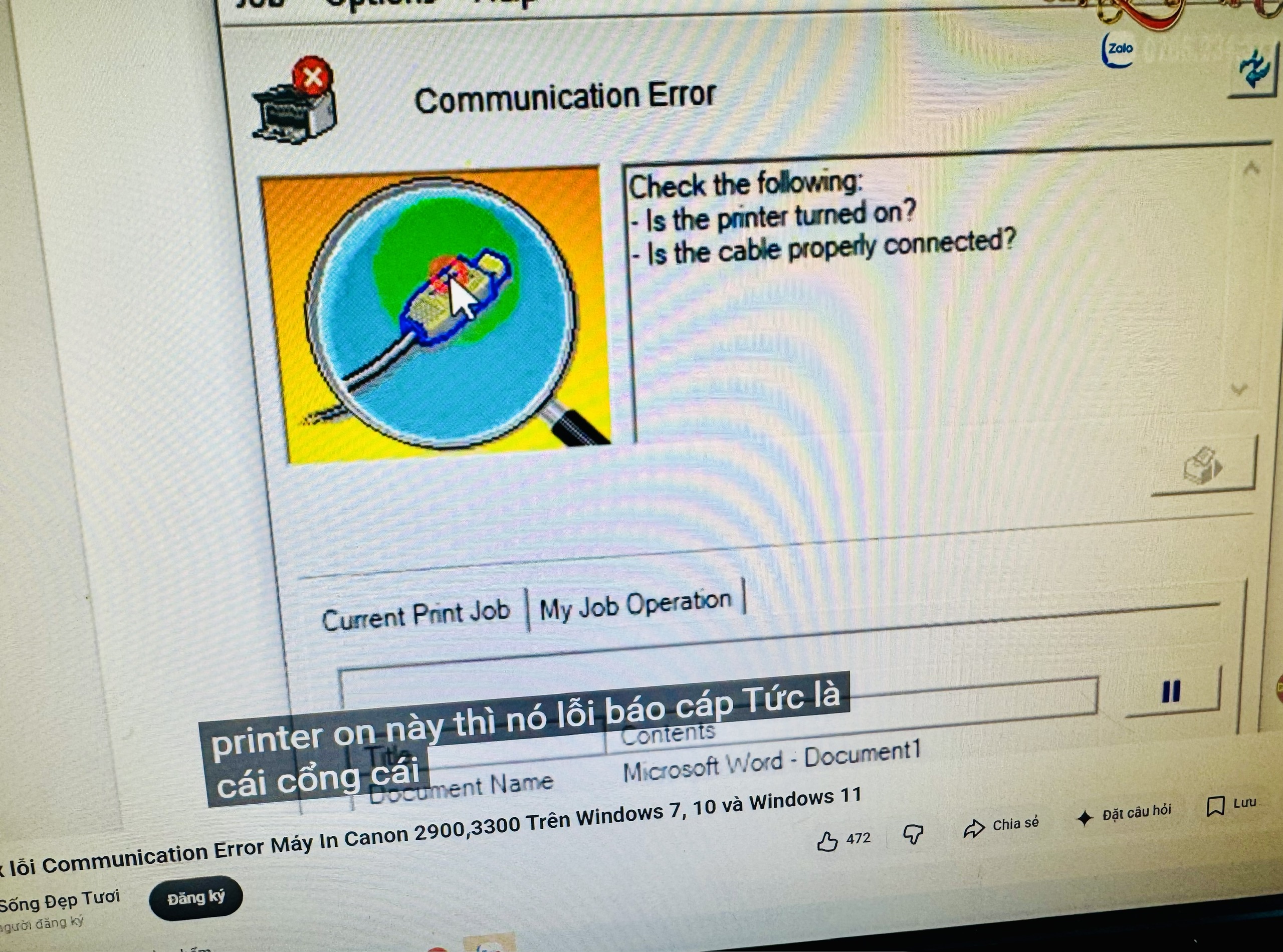 Lỗi Driver Canon LBP 2900, LBP 3000 Báo Lỗi Cáp (Communication Error),Hướng Dẫn Khắc Phục nhanh