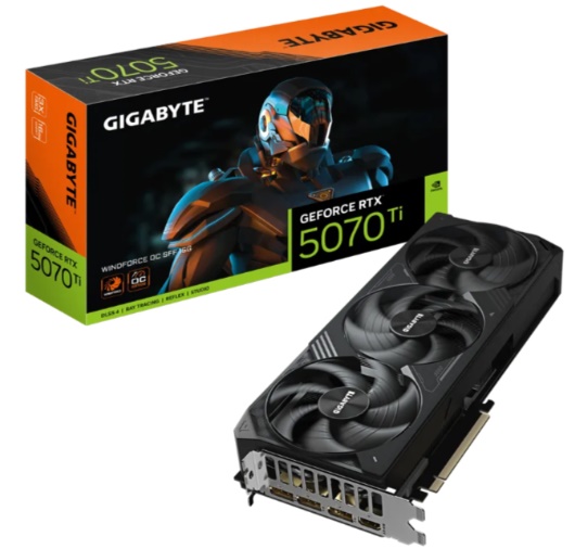 Cạc màn hình Gigabyte GeForce RTX 5070 Ti WINDFORCE SFF 16G (16GB/ GDDR7/ 256 bit)