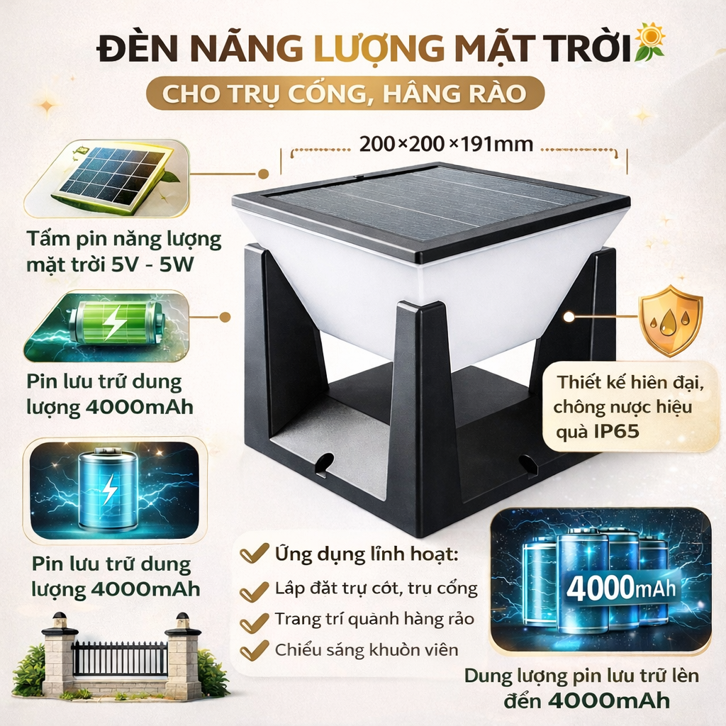 Đèn Năng lượng mặt trời GY-500T chống nước IP67 ngoài trời