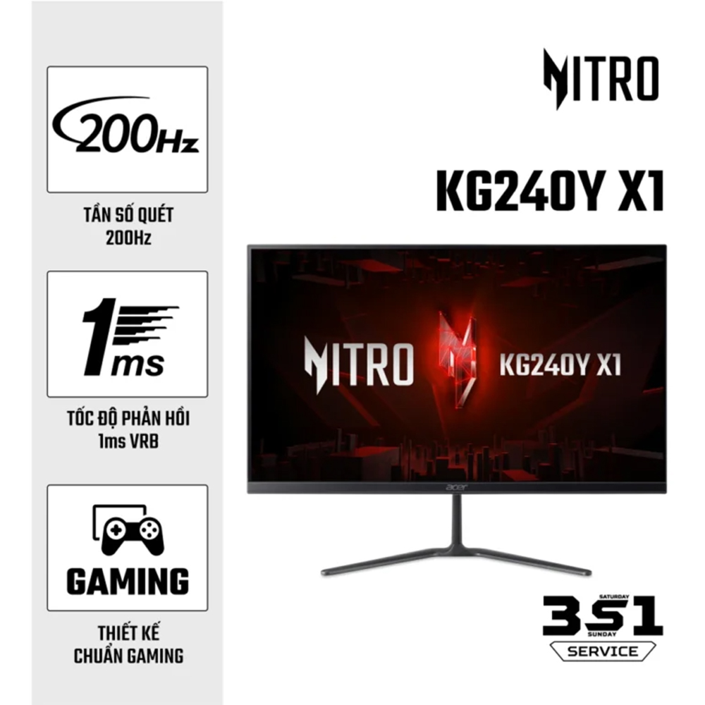 Màn hình Gaming Acer NITRO KG240Y X1 (23.8 inch - IPS - FHD - 200Hz - 1ms)