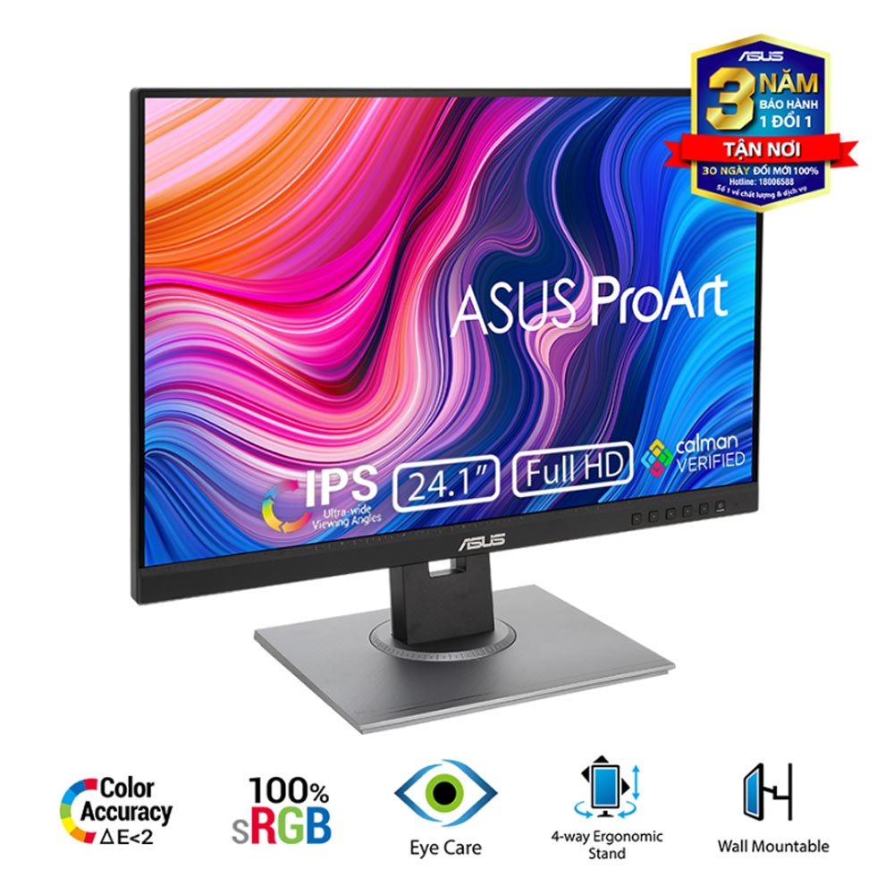 Màn hình đồ họa Asus ProArt PA248QFV (24nch/ Full HD+/ 5ms/ 100HZ/ 350cd/m2/ IPS/ Loa)