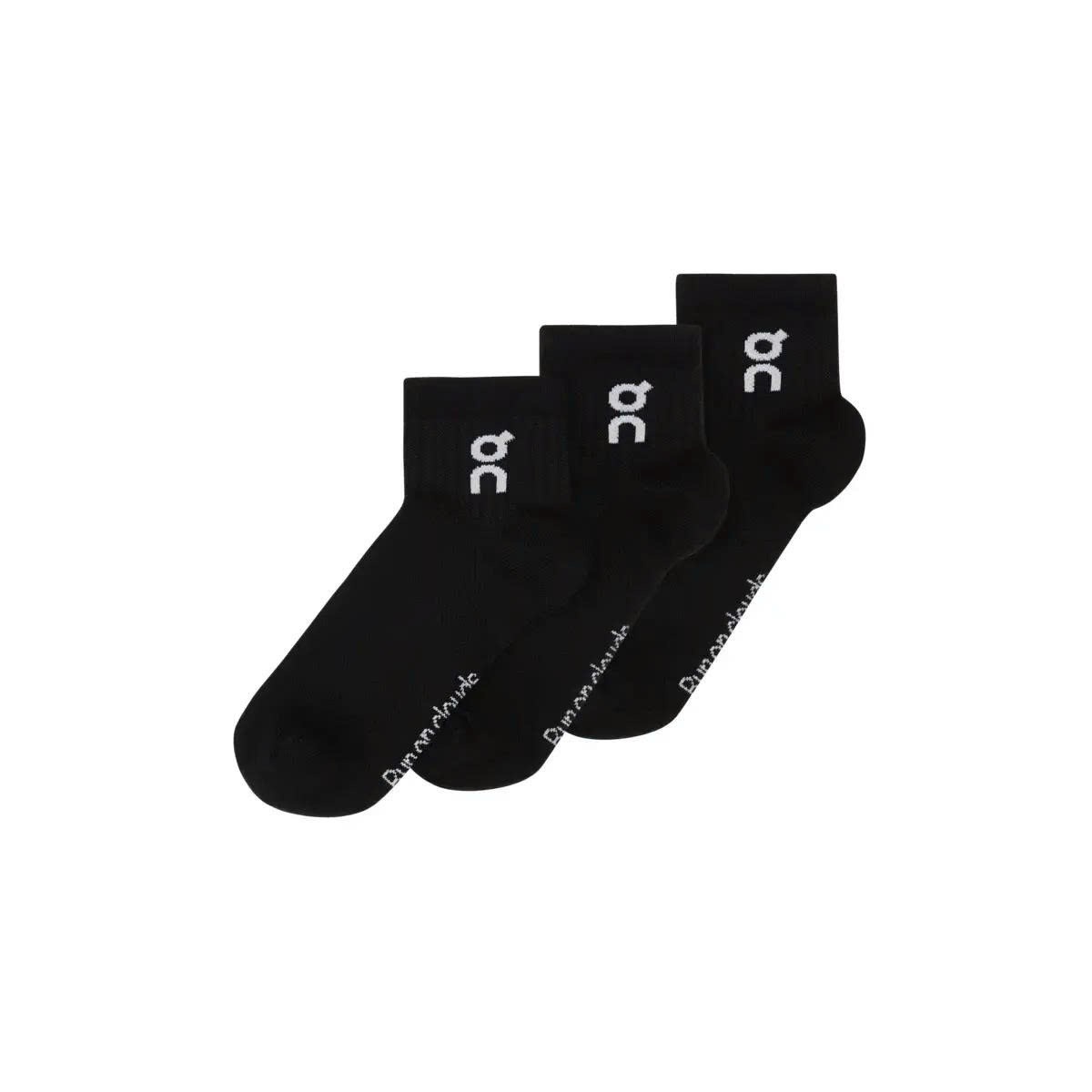 Vớ Thể Thao Unisex On Running Logo Sock Mid 3P ( 3 đôi ) - Đen