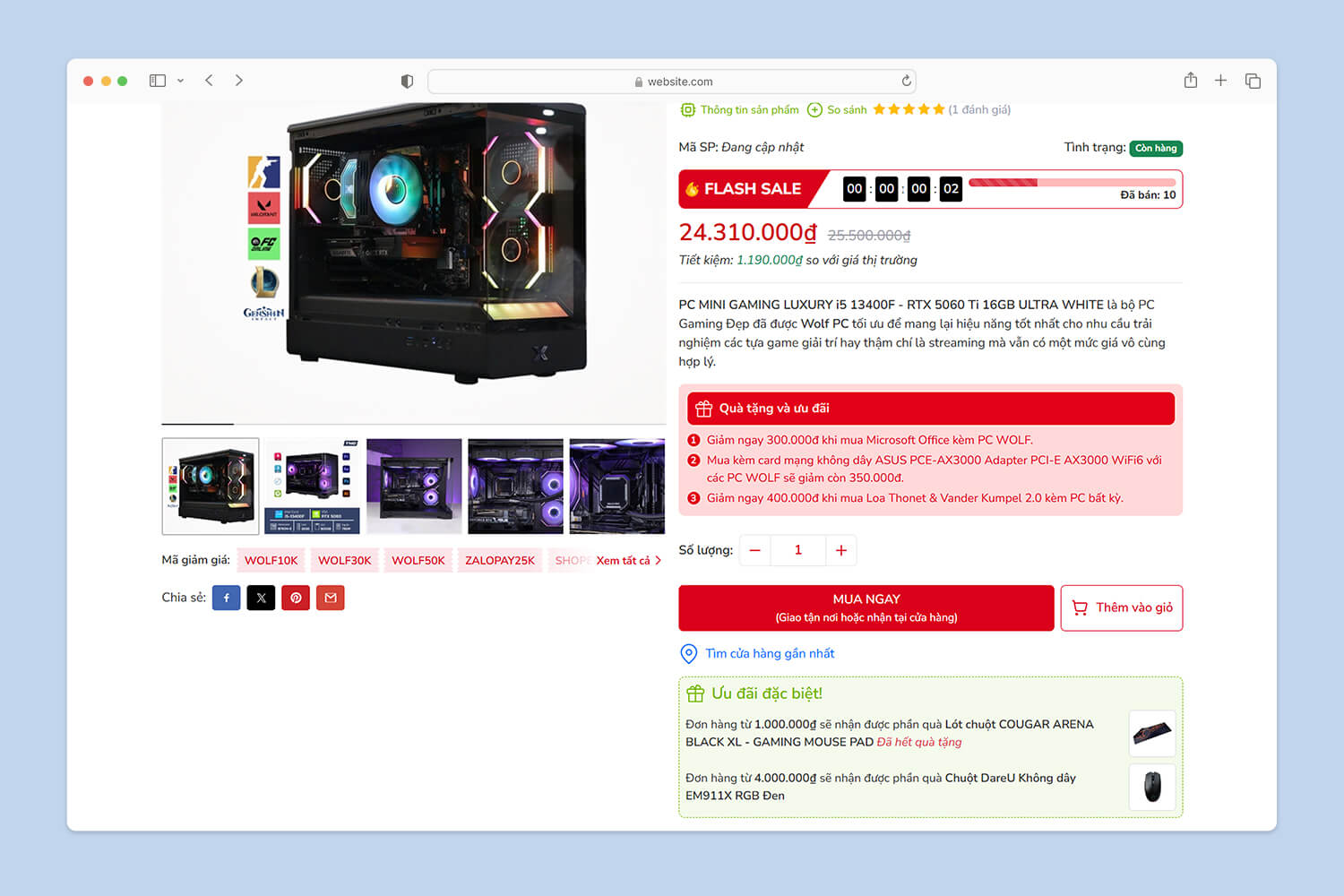 Ưu đãi chi tiết sản phẩm