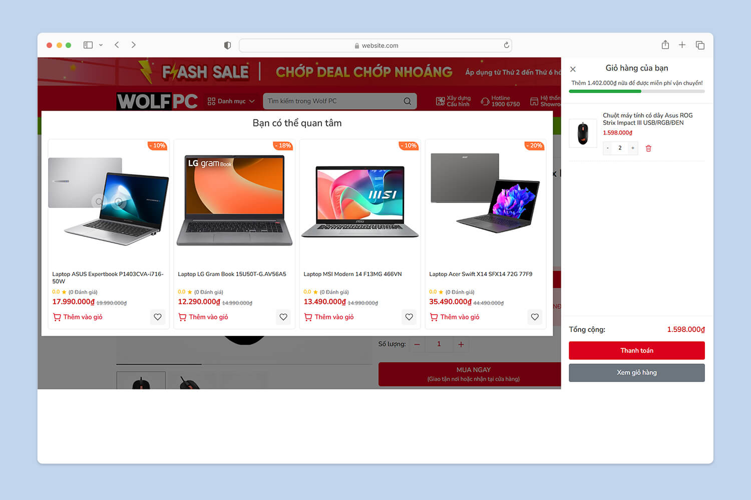 Gợi ý giỏ hàng