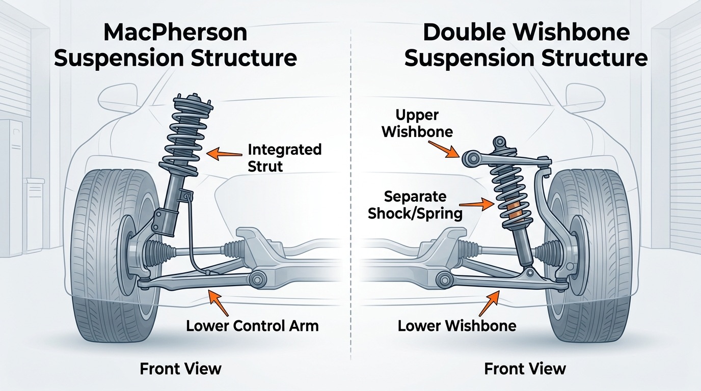 MacPherson và Double Wishbone – Vì sao xe phổ thông và xe thể thao lại dùng khác nhau?