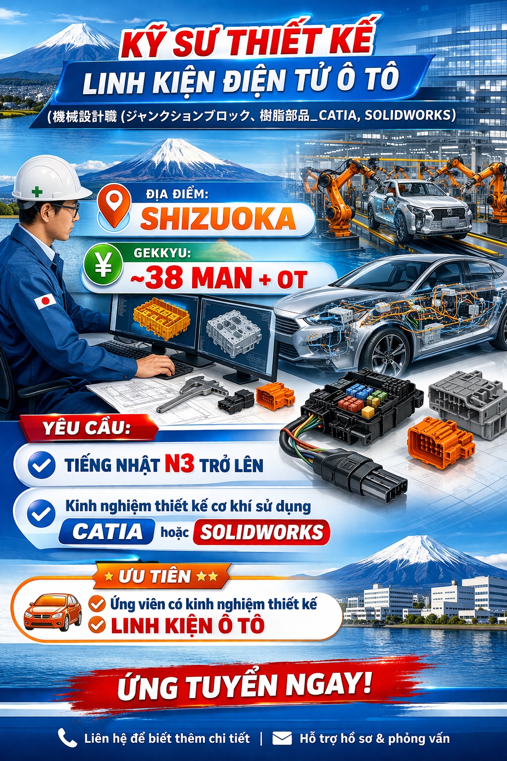 Tuyển dụng Quản lý sản xuất – Làm việc tại Shizuoka, Nhật Bản