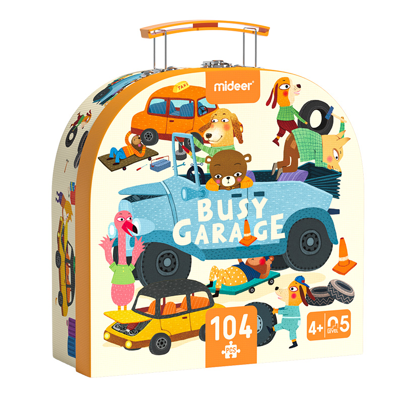 Đồ Chơi Xếp Hình Ô Tô 104 Mảnh Mideer Vali Gift Box Puzzle 4+