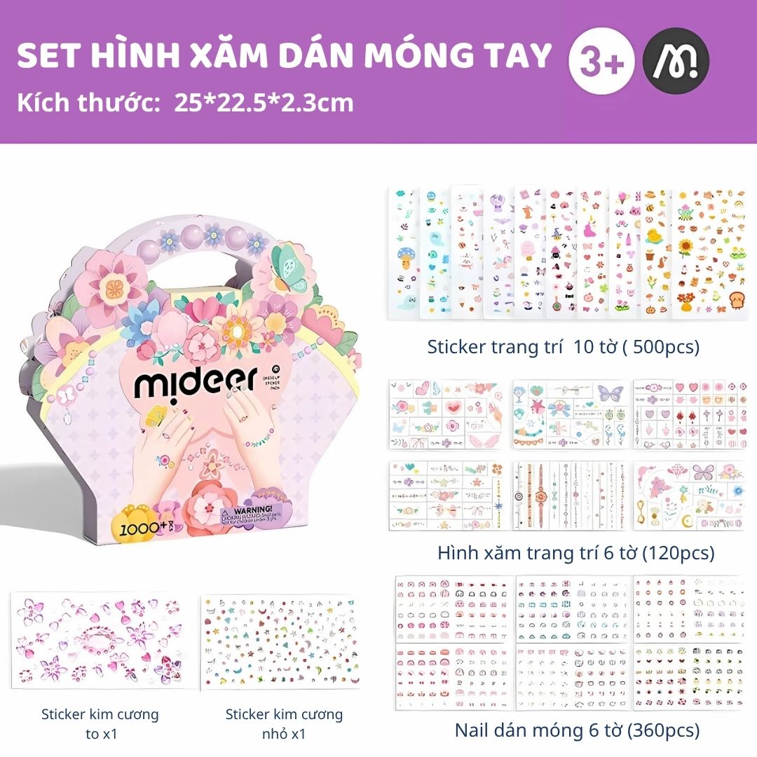 Đồ Chơi Sticker Dán Móng Tay Cho Bé Gái Mideer Garden Fairy Dress Up Sticker Pack 3+