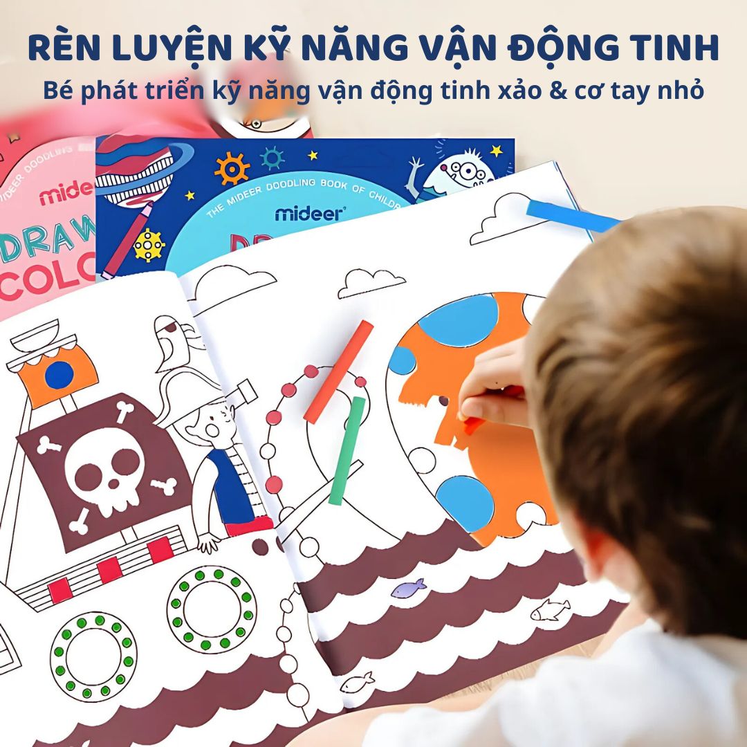 Sách Tô Màu Cho Bé Trai Mideer Drawing Coloring 3+