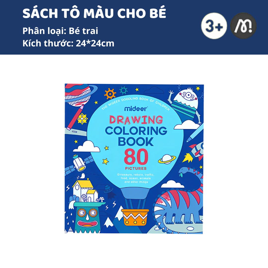 Sách Tô Màu Cho Bé Trai Mideer Drawing Coloring 3+