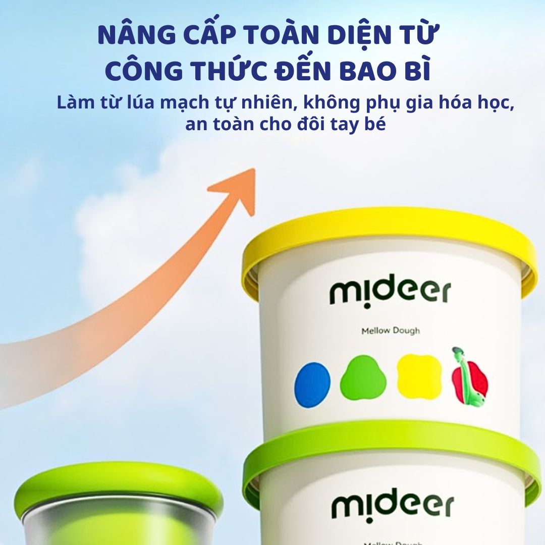 Đất Nặn Hữu Cơ Không Dính Tay 6 Màu Mideer Mellow Dough 18m+