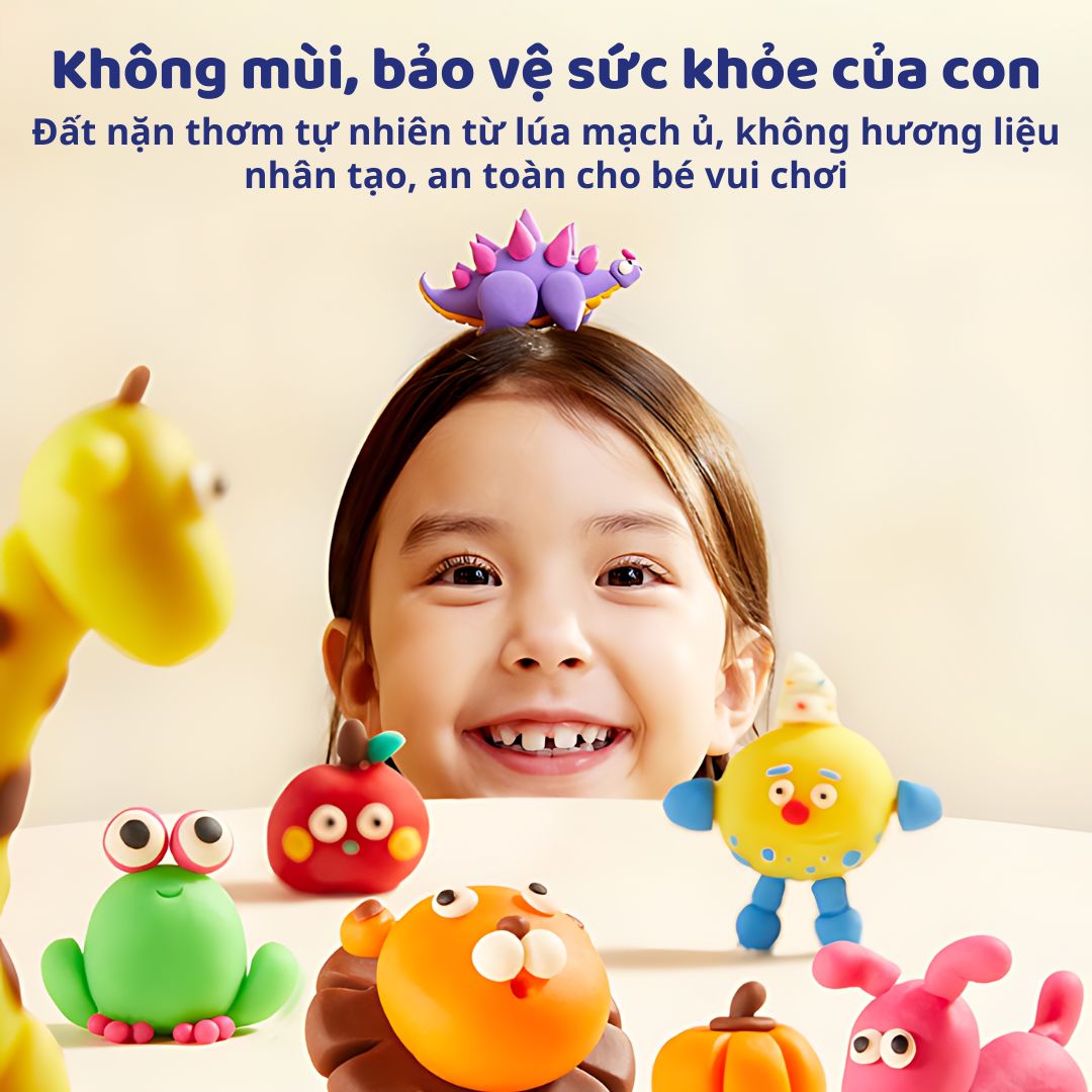 Đất Nặn Hữu Cơ Không Dính Tay 6 Màu Mideer Mellow Dough 18m+