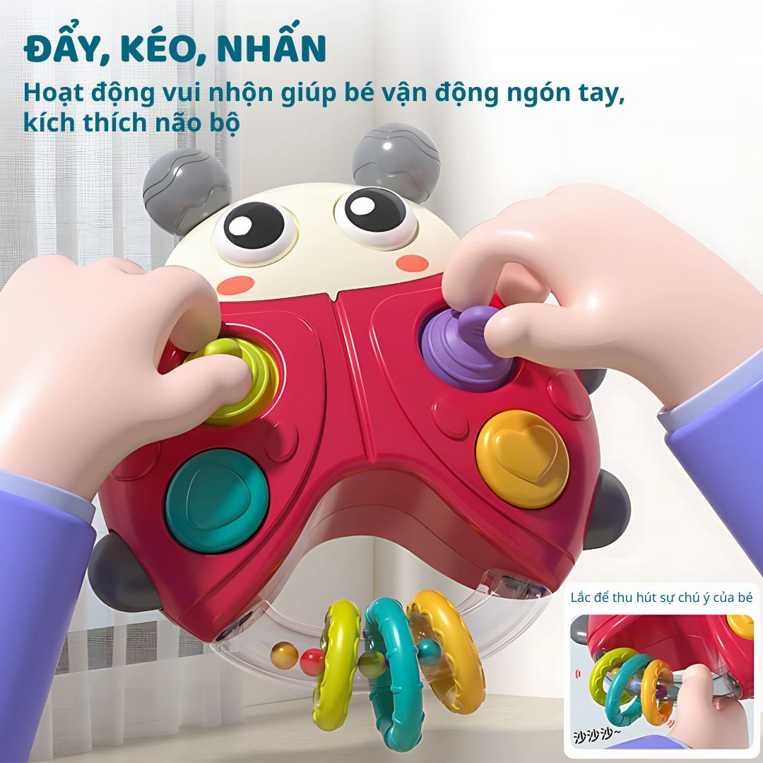 Lục Lạc Cầm Tay Phát Nhạc Cho Bé Sơ Sinh Goodway Rainbow Ball Pusher 3m+