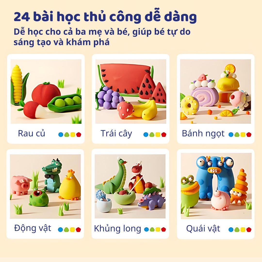 Đất Nặn Hữu Cơ Không Dính Tay 12 Màu Mideer Mellow Dough 18m+