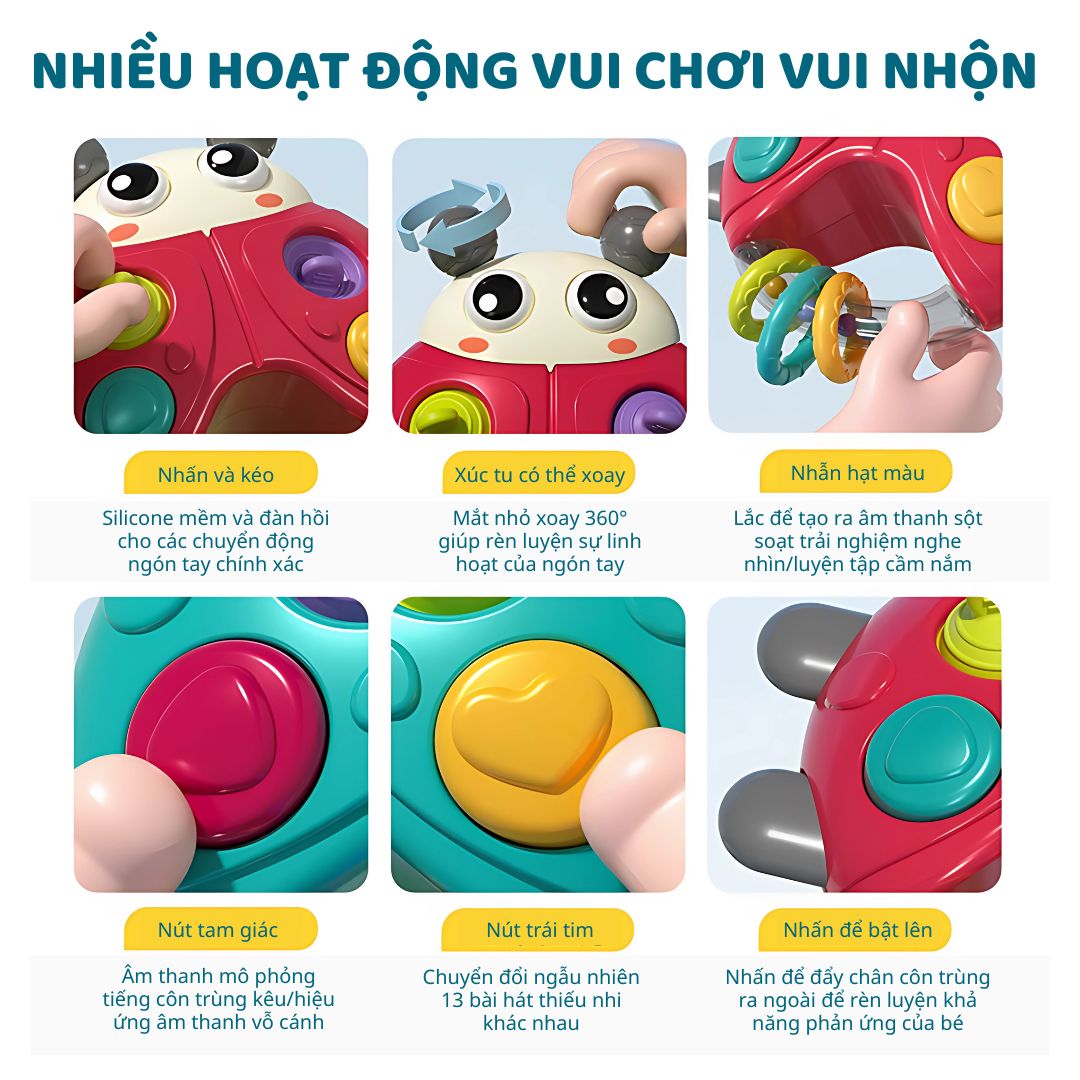 Lục Lạc Cầm Tay Phát Nhạc Cho Bé Sơ Sinh Goodway Rainbow Ball Pusher 3m+