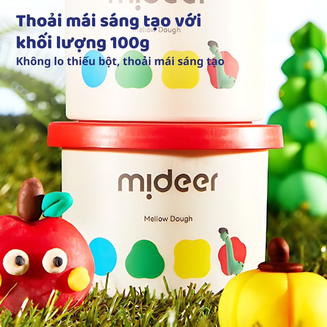 Đất Nặn Hữu Cơ Không Dính Tay 6 Màu Mideer Mellow Dough 18m+