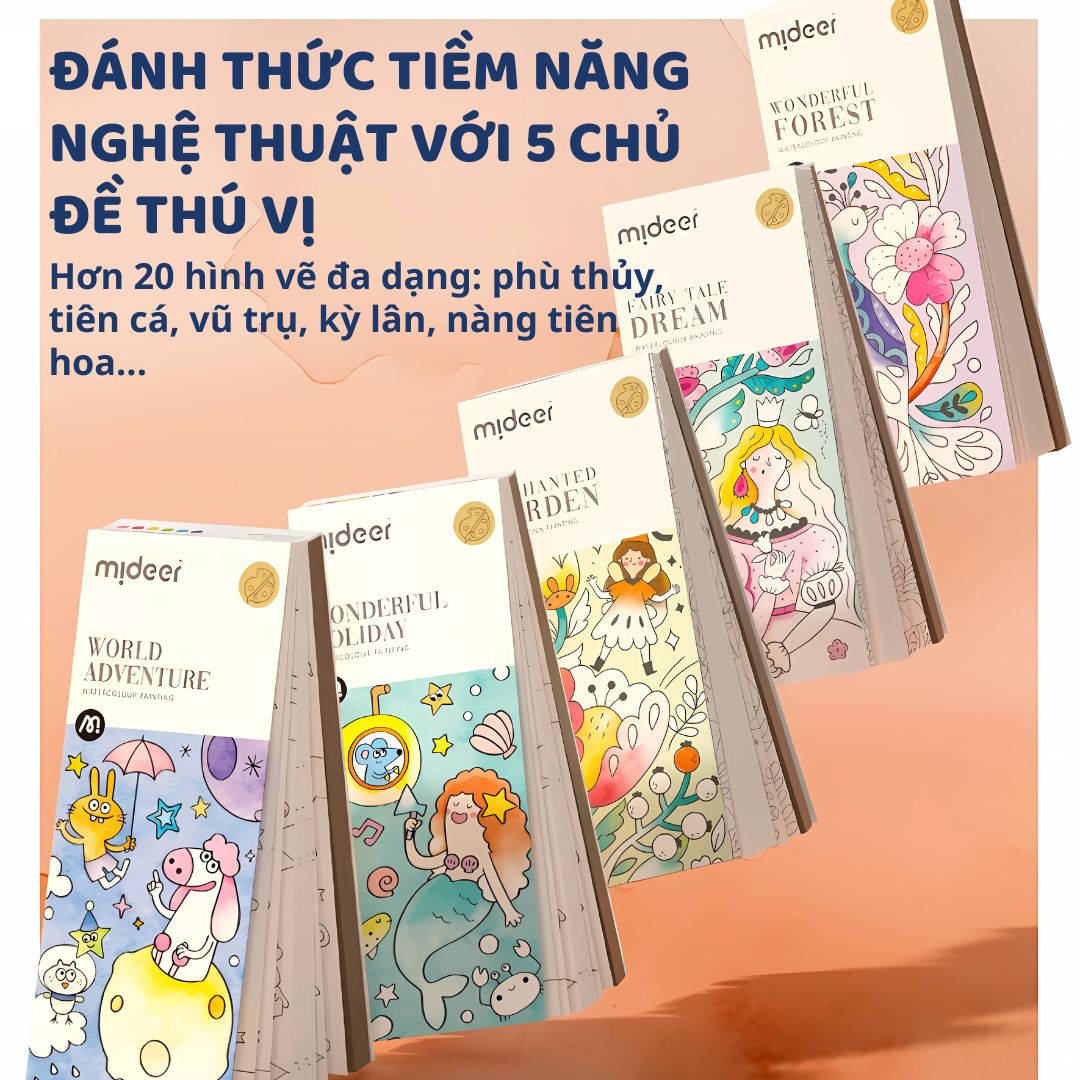 Tranh Tô Màu Nước Kèm Cọ Mideer Watercolour Painting- Fairy Tale Dream 3+