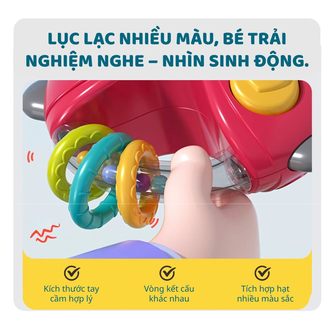 Lục Lạc Cầm Tay Phát Nhạc Cho Bé Sơ Sinh Goodway Rainbow Ball Pusher 3m+