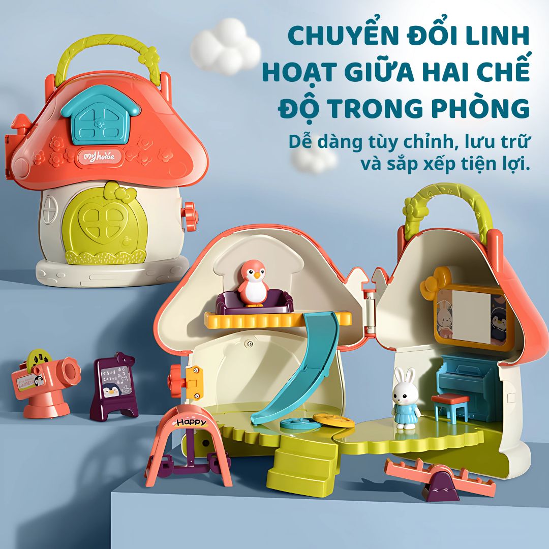 Ngôi Nhà Búp Bê Mini Cho Bé Goodway Mushroom Doll House 3+