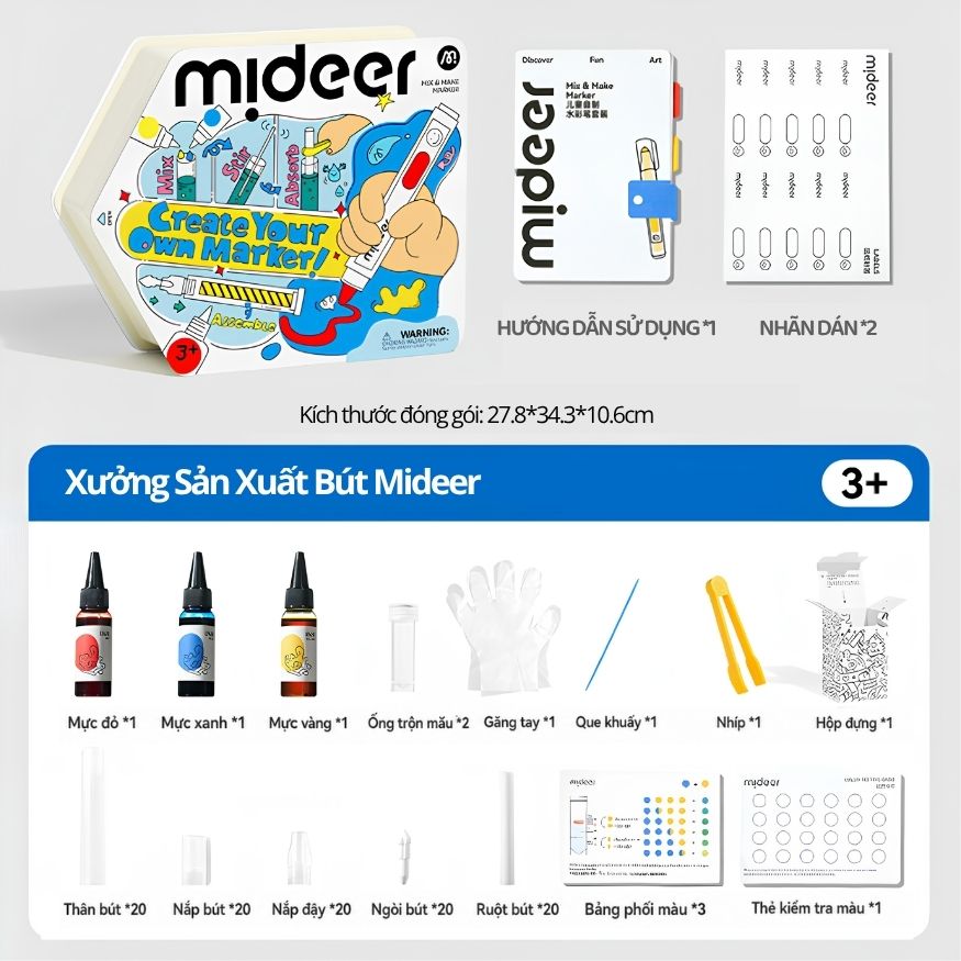 Bộ Tự Làm Bút Màu DIY Cho Bé Mideer Mix & Make Marker 3+