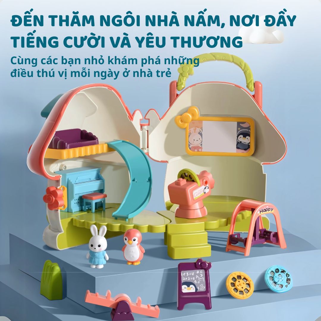 Ngôi Nhà Búp Bê Mini Cho Bé Goodway Mushroom Doll House 3+