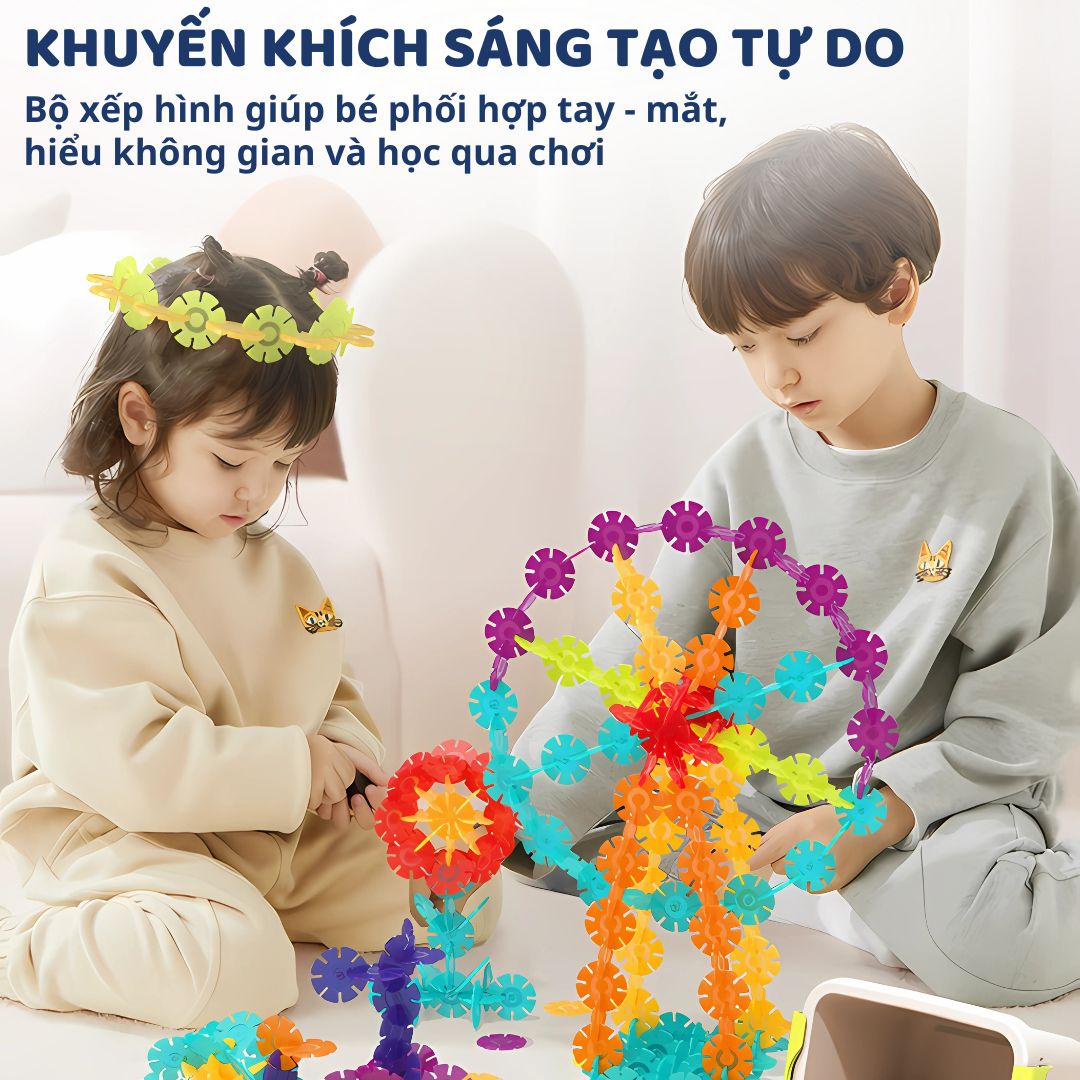 Đồ Chơi Lắp Ráp Hình Bông Tuyết 200 Mảnh Mideer Snowflake Blocks 3+