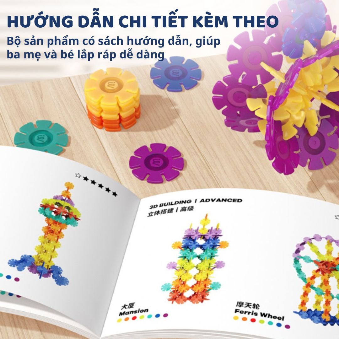 Đồ Chơi Lắp Ráp Hình Bông Tuyết 200 Mảnh Mideer Snowflake Blocks 3+