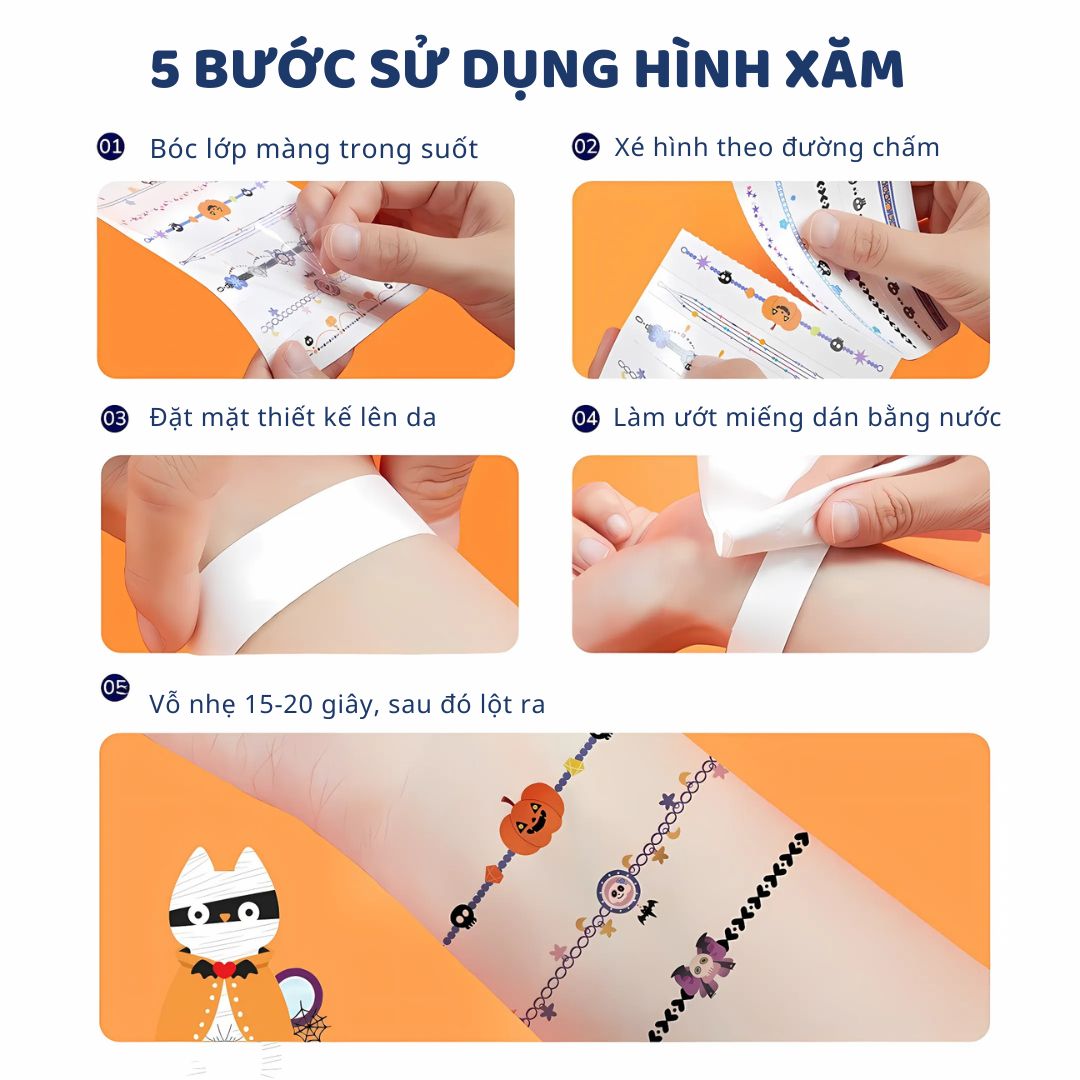 Hình Xăm Phát Sáng & Sticker Dán Móng Tay Mideer Halloween Dress Up Sticker Pack 3+