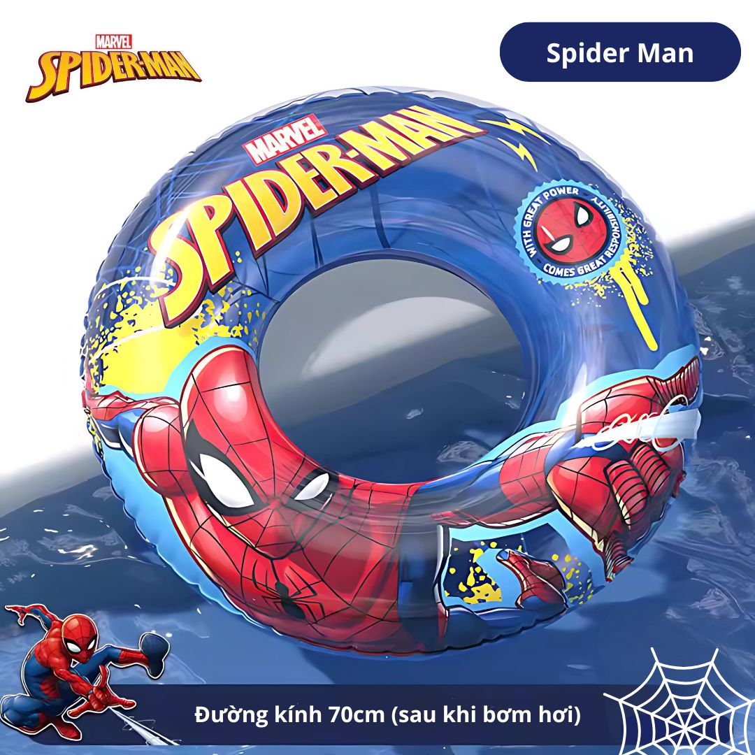 Phao Bơi Tròn Chống Lật Cho Bé Chính Hãng Marvel- Disney, Spider Man 3+