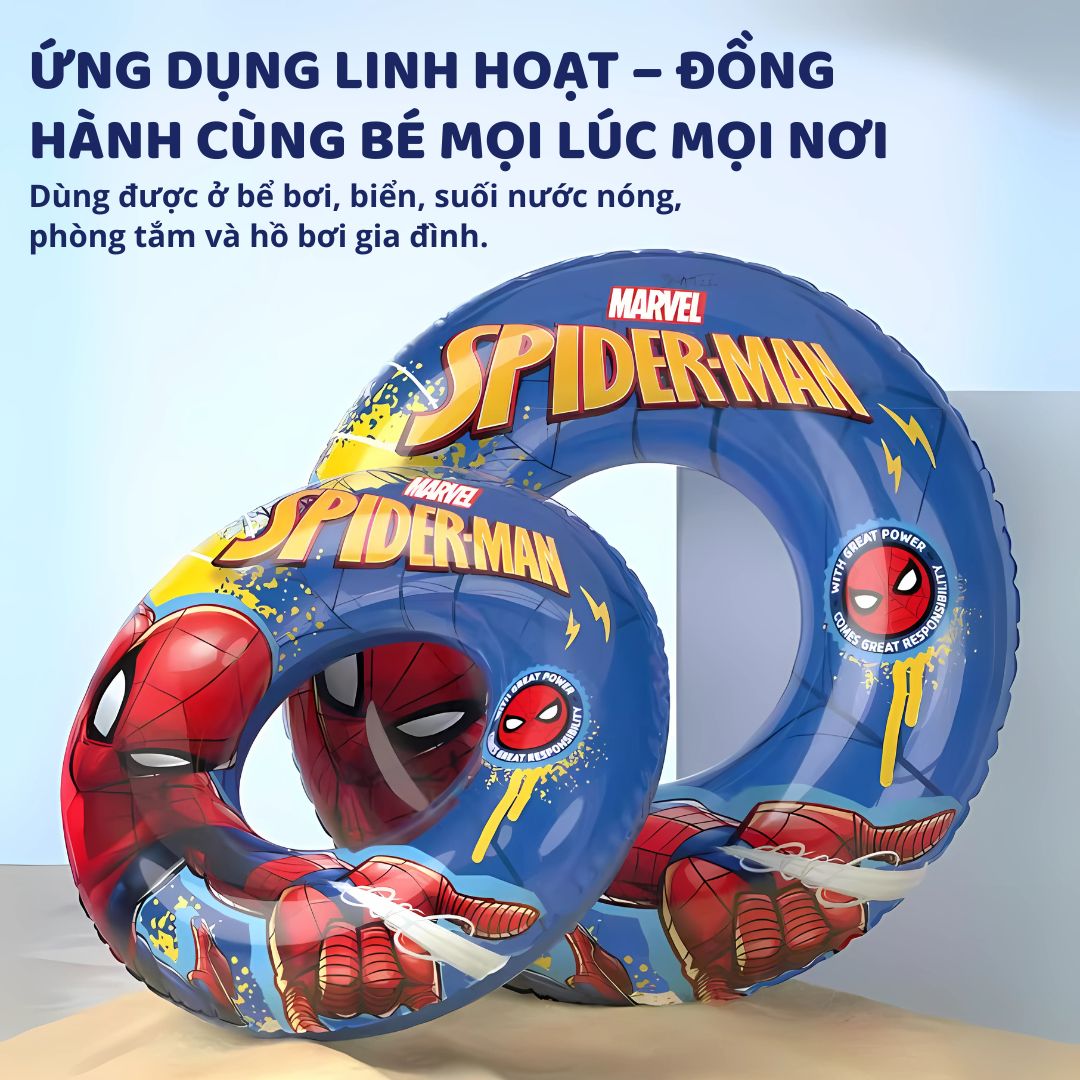 Phao Bơi Tròn Chống Lật Cho Bé Chính Hãng Marvel- Disney, Spider Man 3+