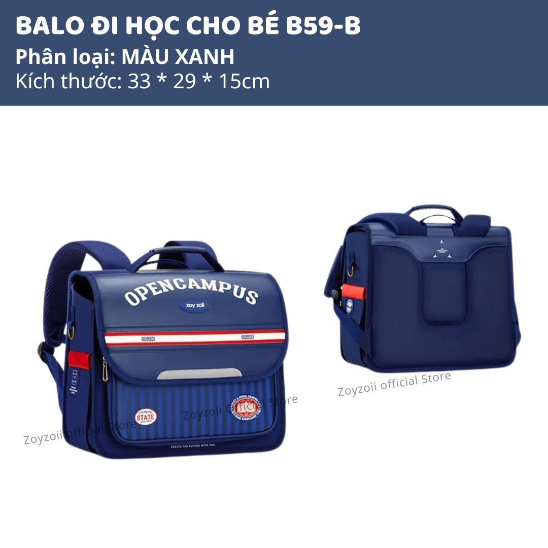 Balo Chống Gù Cho Bé Tiểu Học Zoyzoii Backpack B59-B Màu Xanh