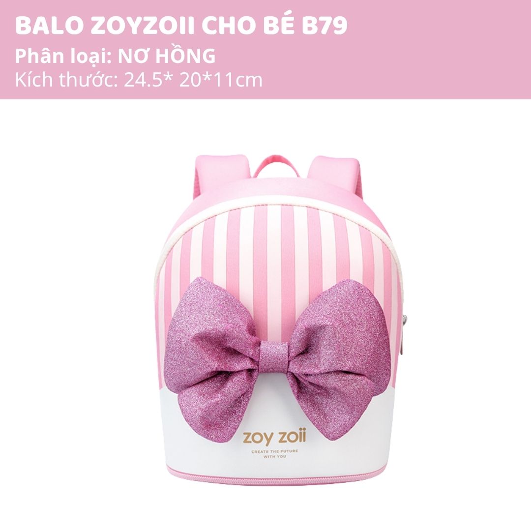 Balo Cho Bé Mầm Non Zoyzoii Backpack B79 Nơ Hồng